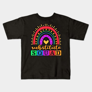 Teacher Rainbow Lover Back To School Sub Squad Kids T-Shirt